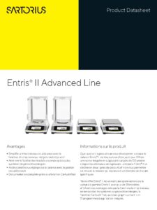 Fiche technique Sartorius Entris II BCA Line