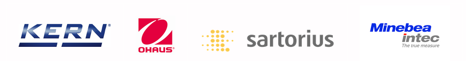 Logo's van Kern, Ohaus, Sartorius, Minebea Intec