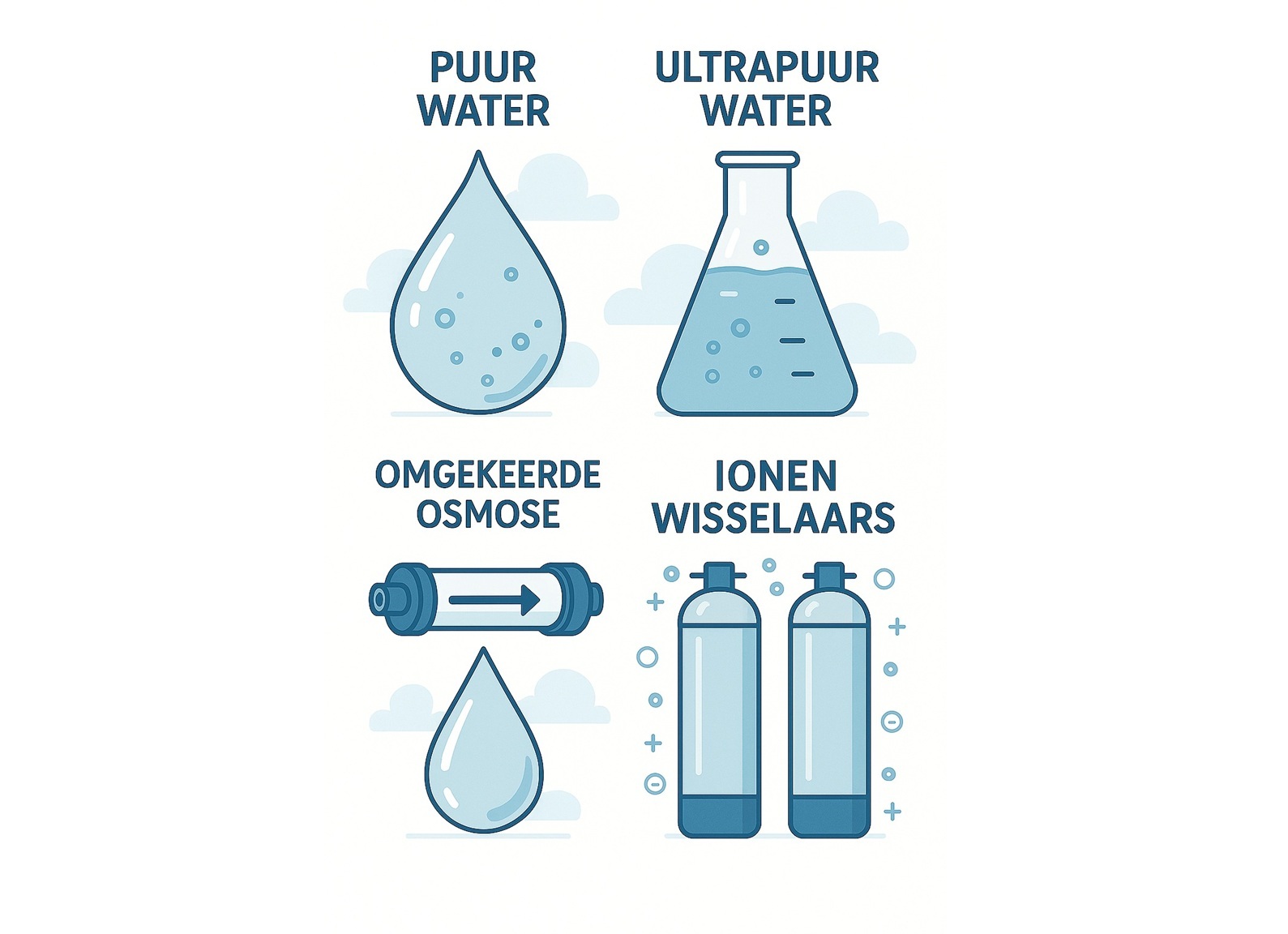 De verschillende soorten zuiver laboratoriumwater en hun productie