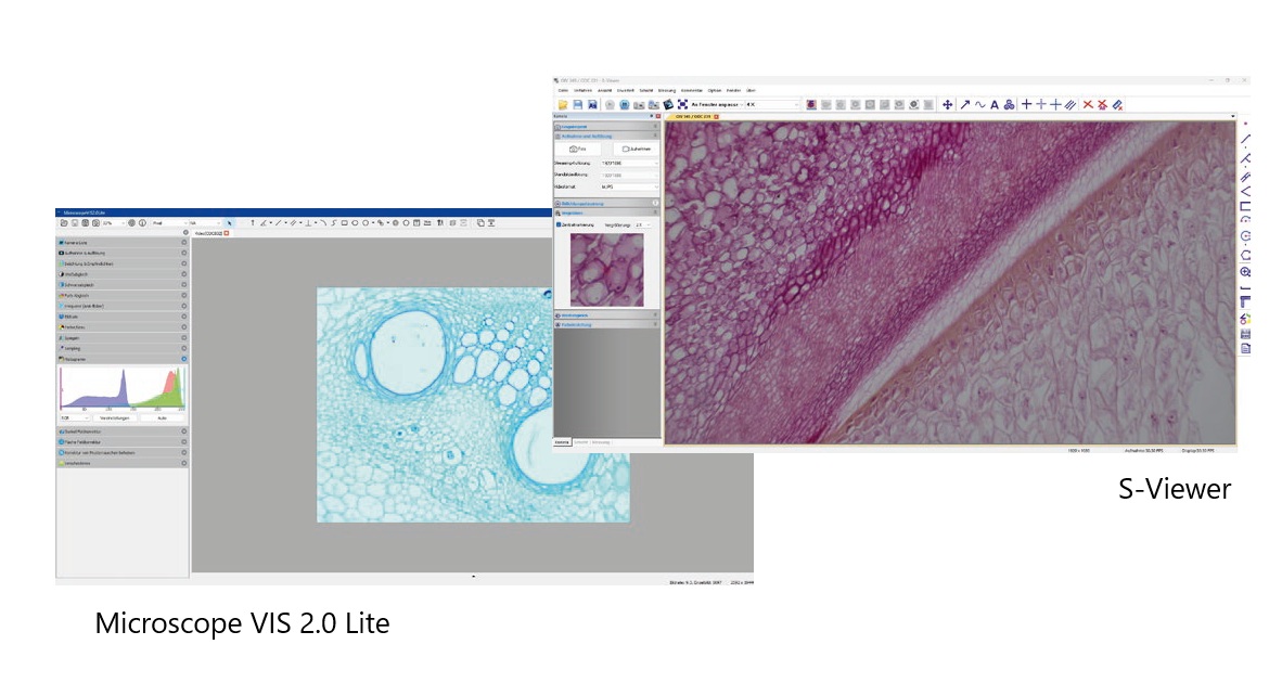Software voor microscoopcamera VIS 2.0 PRO • VIS 2.0 LITE • S-VIEWER